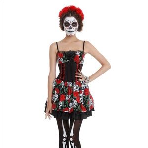 Hot Topic Red Rose and Skull Dress